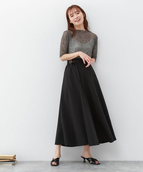 mysty woman（ミスティウーマン）の「【WEB限定アイテム】サイドギャザーフレアスカート 353943（スカート・レディース・ブラウン/ベージュ/ブラック・FREE）」の10枚目の写真