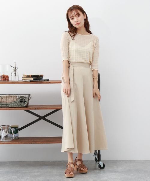 mysty woman（ミスティウーマン）の「【WEB限定アイテム】サイドギャザーフレアスカート 353943（スカート・レディース・ブラウン/ベージュ/ブラック・FREE）」の14枚目の写真