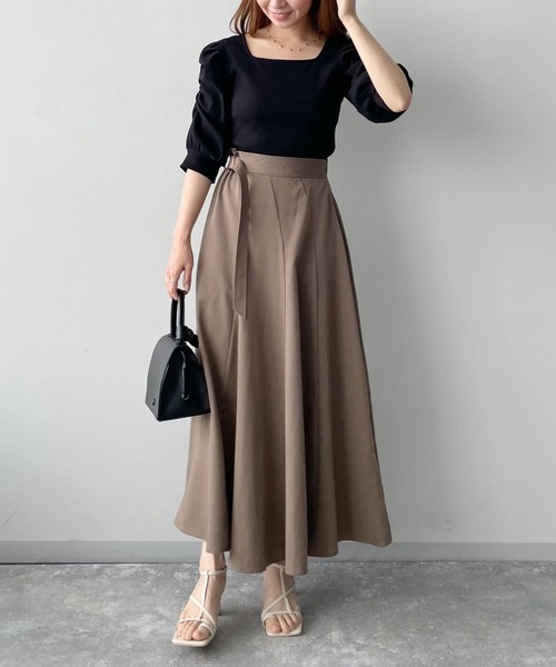 mysty woman（ミスティウーマン）の「【WEB限定アイテム】サイドギャザーフレアスカート 353943（スカート・レディース・ブラウン/ベージュ/ブラック・FREE）」の20枚目の写真