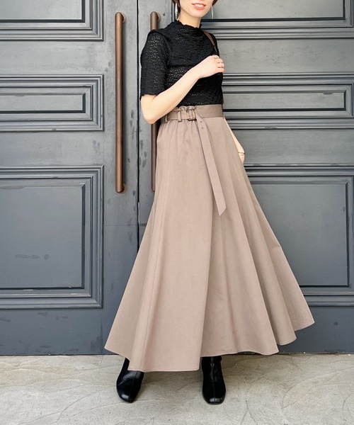 mysty woman（ミスティウーマン）の「【WEB限定アイテム】サイドギャザーフレアスカート 353943（スカート・レディース・ブラウン/ベージュ/ブラック・FREE）」の17枚目の写真