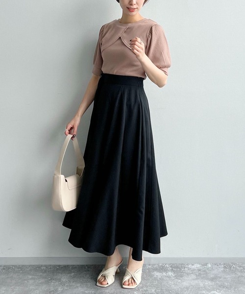 mysty woman（ミスティウーマン）の「【WEB限定アイテム】サイドギャザーフレアスカート 353943（スカート・レディース・ブラウン/ベージュ/ブラック・FREE）」の19枚目の写真