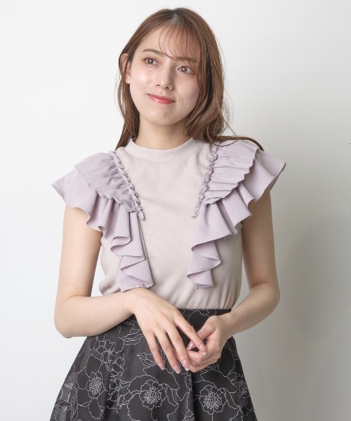 WILLSELECTION（ウィルセレクション）の「プリーツフリルプルオーバー（Tシャツ/カットソー・レディース・オフホワイト/ピンク/ブラック・MEDIUM）」の3枚目の写真