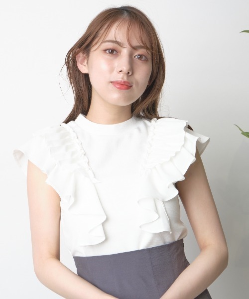 WILLSELECTION（ウィルセレクション）の「プリーツフリルプルオーバー（Tシャツ/カットソー・レディース・オフホワイト/ピンク/ブラック・MEDIUM）」の5枚目の写真