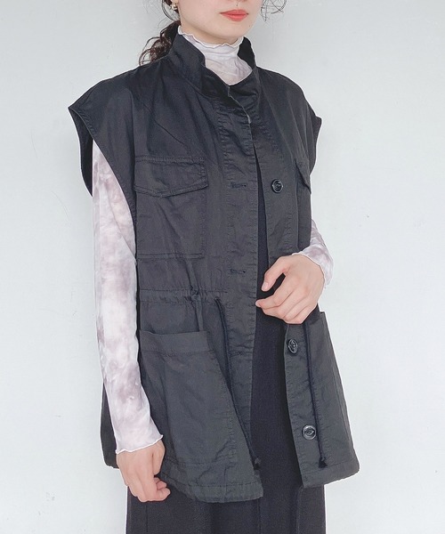 AS KNOW AS plus（アズノゥアズプラス）の「●M-65 ミリタリーベスト（ベスト・レディース・ブラック/ベージュ/カーキ・FREE）」の16枚目の写真