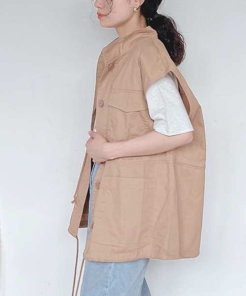 AS KNOW AS plus（アズノゥアズプラス）の「●M-65 ミリタリーベスト（ベスト・レディース・ブラック/ベージュ/カーキ・FREE）」の14枚目の写真