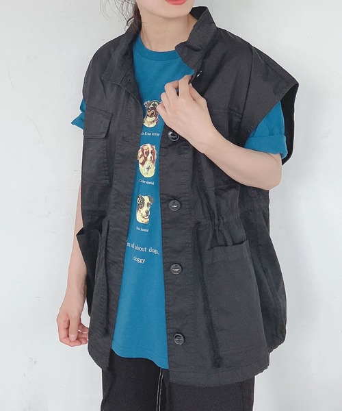 AS KNOW AS plus（アズノゥアズプラス）の「●M-65 ミリタリーベスト（ベスト・レディース・ブラック/ベージュ/カーキ・FREE）」の5枚目の写真