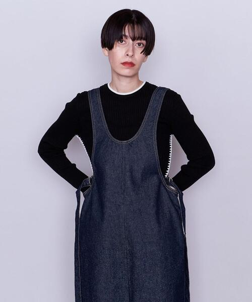 AEWEN MATOPH（イウエン マトフ）の「＜AEWEN MATOPH＞C/CA ステッチ クルーネック リブニット（ニット/セーター・レディース・ブラック/グレー/ホワイト・FREE）」の2枚目の写真