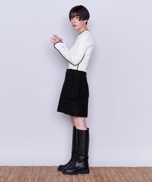 AEWEN MATOPH（イウエン マトフ）の「＜AEWEN MATOPH＞C/CA ステッチ クルーネック リブニット（ニット/セーター・レディース・ブラック/グレー/ホワイト・FREE）」の7枚目の写真