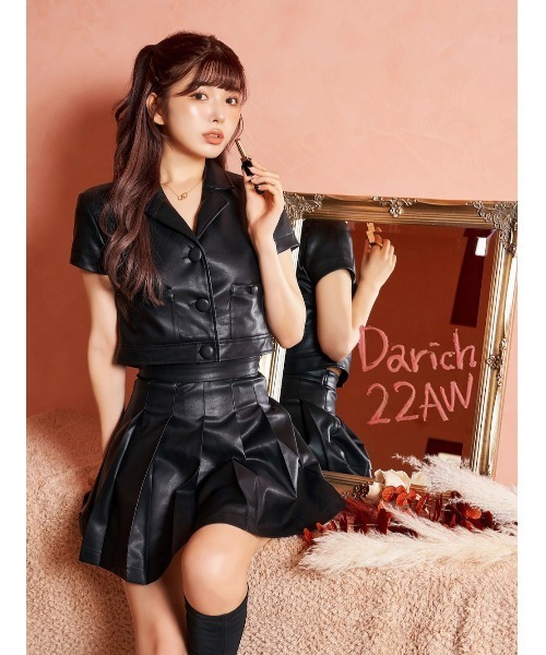 Darich ダーリッチ ナロープリーツティアードミニスカート BLK S ダーリッチ Darich ナロープリーツティアードミニスカート