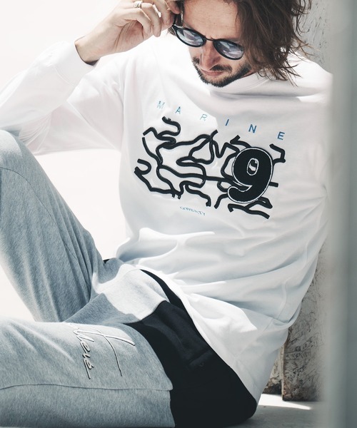 qwerty(クワーティ)の「mlt3979-3D Camo Embroidery LS TEE Tシャツ(Tシャツ/カットソー・メンズ・ネイビー/ブラック/ホワイト・M/L/XL)」の5枚目の写真