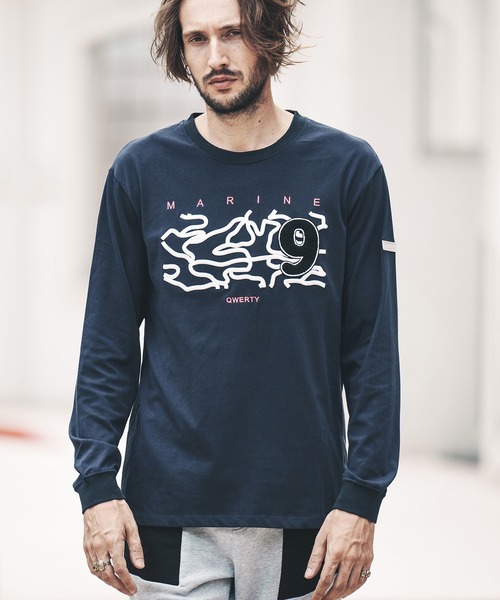 qwerty(クワーティ)の「mlt3979-3D Camo Embroidery LS TEE Tシャツ(Tシャツ/カットソー・メンズ・ネイビー/ブラック/ホワイト・M/L/XL)」の10枚目の写真