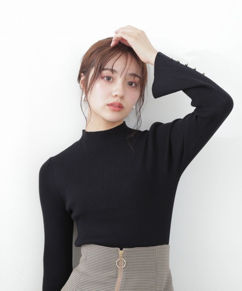 PROPORTION BODY DRESSING（プロポーションボディドレッシング）の「フレアスリーブリブニット / 1212270906（ニット/セーター・レディース・ホワイト系その他/ブラウン/ブラック・MEDIUM/SMALL）」の2枚目の写真