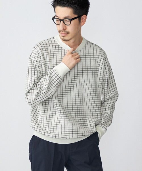 SHIPS（シップス）の「SHIPS: 〈ウォッシャブル〉12GG テックウール ジャカード クルーネック プルオーバー ニット（ニット/セーター・メンズ・ホワイト/チャコールグレー/ネイビー・LARGE/SMALL/MEDIUM/X-LARGE）」の4枚目の写真