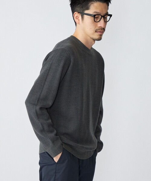 SHIPS（シップス）の「SHIPS: 〈ウォッシャブル〉12GG テックウール ジャカード クルーネック プルオーバー ニット（ニット/セーター・メンズ・ホワイト/チャコールグレー/ネイビー・LARGE/SMALL/MEDIUM/X-LARGE）」の14枚目の写真