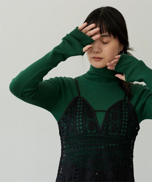 miette（ミエット）の「ﾌﾟﾁﾊｲﾈｯｸﾌｨﾝｶﾞｰﾎｰﾙﾘﾌﾞﾆｯﾄ（ニット/セーター・レディース・ブラック/ピンク/オレンジ/ブルー/グリーン・FREE）」の21枚目の写真