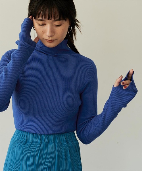 miette（ミエット）の「ﾌﾟﾁﾊｲﾈｯｸﾌｨﾝｶﾞｰﾎｰﾙﾘﾌﾞﾆｯﾄ（ニット/セーター・レディース・ブラック/ピンク/オレンジ/ブルー/グリーン・FREE）」の19枚目の写真