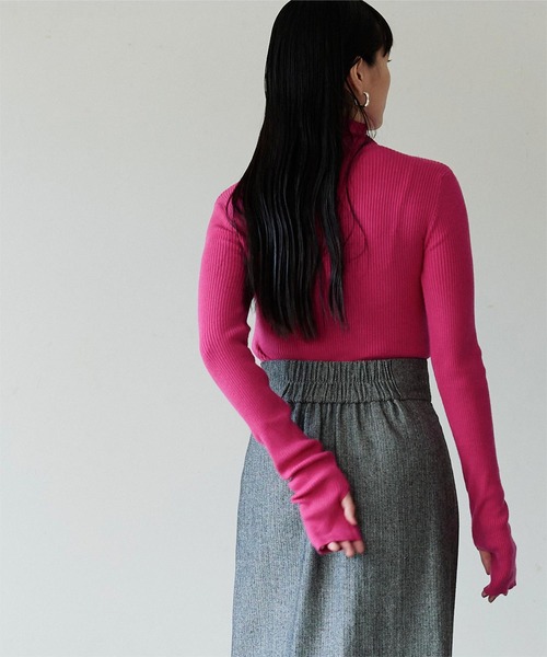 miette（ミエット）の「ﾌﾟﾁﾊｲﾈｯｸﾌｨﾝｶﾞｰﾎｰﾙﾘﾌﾞﾆｯﾄ（ニット/セーター・レディース・ブラック/ピンク/オレンジ/ブルー/グリーン・FREE）」の12枚目の写真