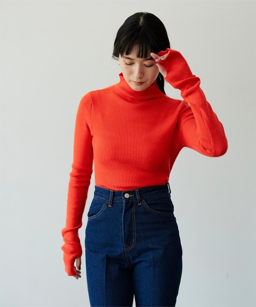 miette（ミエット）の「ﾌﾟﾁﾊｲﾈｯｸﾌｨﾝｶﾞｰﾎｰﾙﾘﾌﾞﾆｯﾄ（ニット/セーター・レディース・ブラック/ピンク/オレンジ/ブルー/グリーン・FREE）」の10枚目の写真