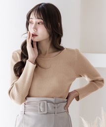 Julia Boutique | 前後2WAYネックパーソナルカラーリブニットトップス/22613(ニット/セーター)