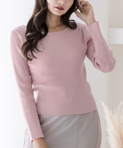 Julia Boutique(ジュリアブティック)の「前後2WAYネックパーソナルカラーリブニットトップス/22613(ニット/セーター・レディース・ブラック/ブルー/ピンク/チャコール/パープル/アイボリー/ブラウン/ライトピンク/ライトブルー/オレンジ/ネイビー/ボルドー/イエロー/パープル系/ベージュ/グリーン・ONE)」の14枚目の写真