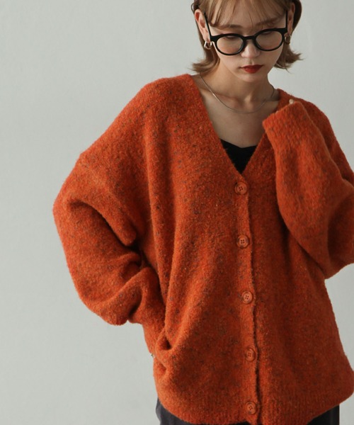 Chillfar(チルファー)の「カラーネップカーディガン(カーディガン/ボレロ・レディース・ブラック/ピンク/オレンジ/ブルー/アイボリー・FREE)」の5枚目の写真