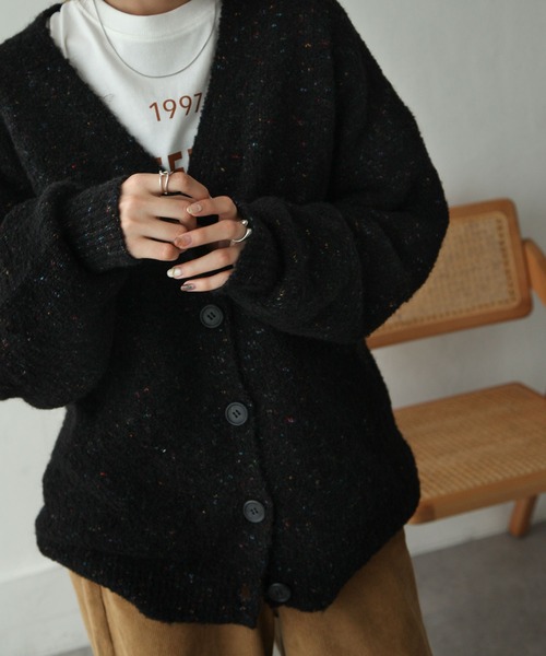 Chillfar(チルファー)の「カラーネップカーディガン(カーディガン/ボレロ・レディース・ブラック/ピンク/オレンジ/ブルー/アイボリー・FREE)」の3枚目の写真