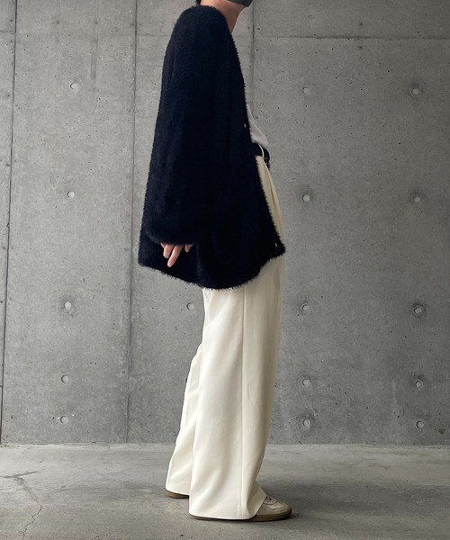 y/m by れぽすけ（イムバイレポスケ）の「モヘヤタッチルーズカーディガン（カーディガン/ボレロ・メンズ・ブラック/ダークブルー・MEDIUM/LARGE）」の5枚目の写真