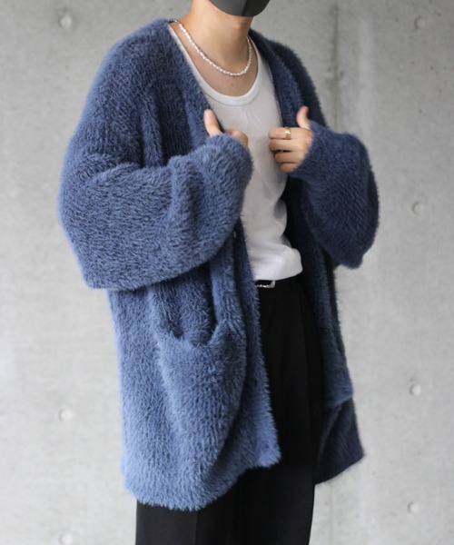 y/m by れぽすけ（イムバイレポスケ）の「モヘヤタッチルーズカーディガン（カーディガン/ボレロ・メンズ・ブラック/ダークブルー・MEDIUM/LARGE）」の10枚目の写真