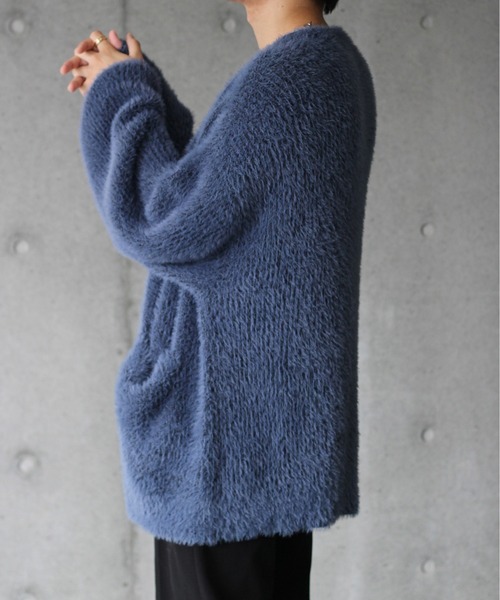 y/m by れぽすけ（イムバイレポスケ）の「モヘヤタッチルーズカーディガン（カーディガン/ボレロ・メンズ・ブラック/ダークブルー・MEDIUM/LARGE）」の14枚目の写真