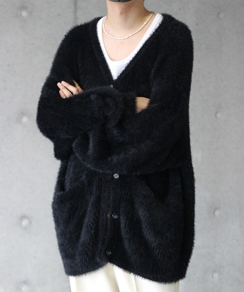 y/m by れぽすけ（イムバイレポスケ）の「モヘヤタッチルーズカーディガン（カーディガン/ボレロ・メンズ・ブラック/ダークブルー・MEDIUM/LARGE）」の16枚目の写真