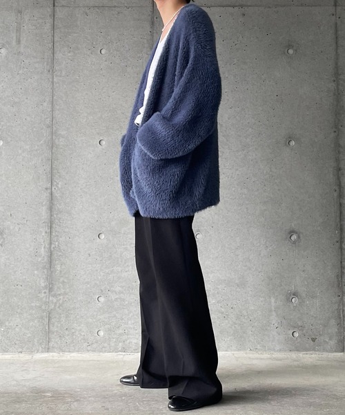 y/m by れぽすけ（イムバイレポスケ）の「モヘヤタッチルーズカーディガン（カーディガン/ボレロ・メンズ・ブラック/ダークブルー・MEDIUM/LARGE）」の9枚目の写真