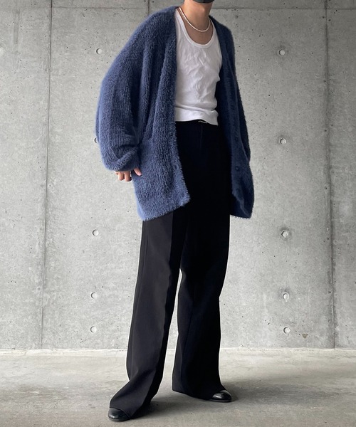 y/m by れぽすけ（イムバイレポスケ）の「モヘヤタッチルーズカーディガン（カーディガン/ボレロ・メンズ・ブラック/ダークブルー・MEDIUM/LARGE）」の11枚目の写真