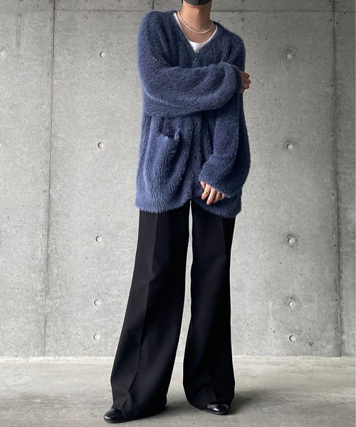 y/m by れぽすけ（イムバイレポスケ）の「モヘヤタッチルーズカーディガン（カーディガン/ボレロ・メンズ・ブラック/ダークブルー・MEDIUM/LARGE）」の7枚目の写真