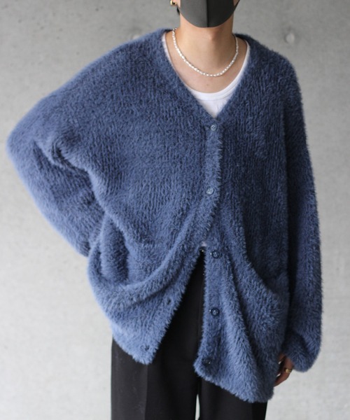 y/m by れぽすけ（イムバイレポスケ）の「モヘヤタッチルーズカーディガン（カーディガン/ボレロ・メンズ・ブラック/ダークブルー・MEDIUM/LARGE）」の12枚目の写真