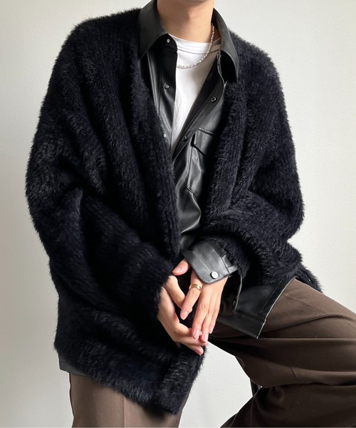 y/m by れぽすけ（イムバイレポスケ）の「モヘヤタッチルーズカーディガン（カーディガン/ボレロ・メンズ・ブラック/ダークブルー・MEDIUM/LARGE）」の17枚目の写真