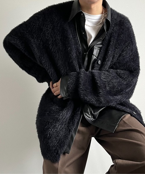 y/m by れぽすけ（イムバイレポスケ）の「モヘヤタッチルーズカーディガン（カーディガン/ボレロ・メンズ・ブラック/ダークブルー・MEDIUM/LARGE）」の21枚目の写真