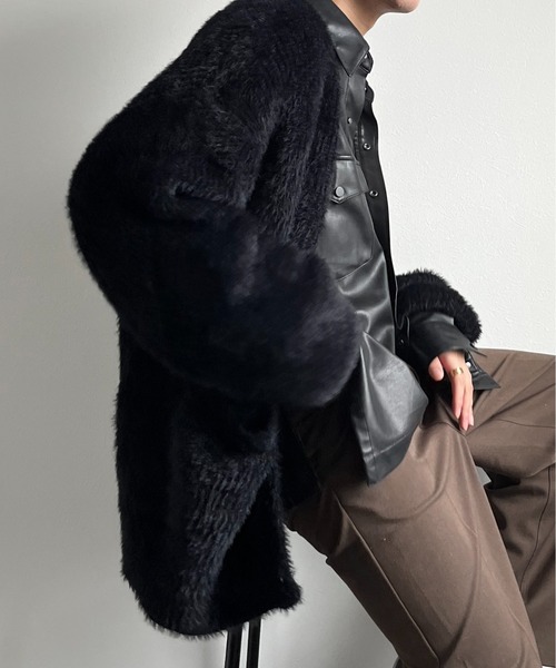 y/m by れぽすけ（イムバイレポスケ）の「モヘヤタッチルーズカーディガン（カーディガン/ボレロ・メンズ・ブラック/ダークブルー・MEDIUM/LARGE）」の22枚目の写真