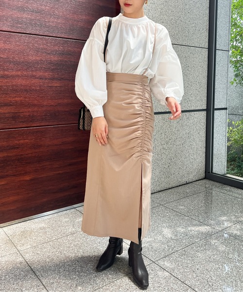 Ambre Ciel(アンブルシエル)の「2WAYシャーリングスリットスカート/【WEB/EC限定商品】(スカート・レディース・ブラック/モカ/ベージュ・SMALL/MEDIUM)」の15枚目の写真