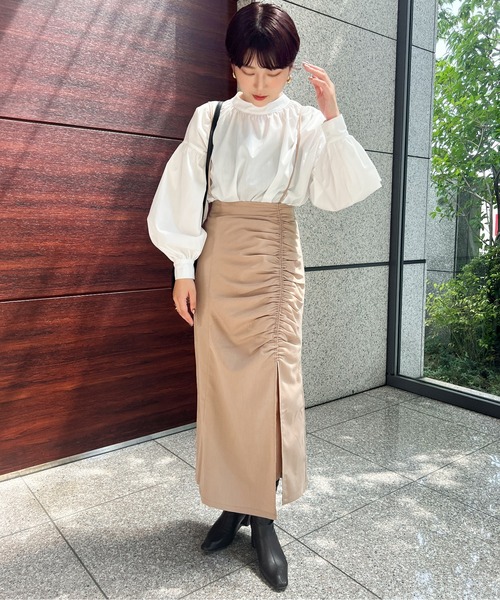 Ambre Ciel(アンブルシエル)の「2WAYシャーリングスリットスカート/【WEB/EC限定商品】(スカート・レディース・ブラック/モカ/ベージュ・SMALL/MEDIUM)」の16枚目の写真