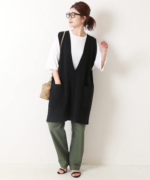 【Spick and Span】　黒ノースリーブニットベスト Spick & Span｜《WEB限定追加2》ウォッシャブルVネックニット