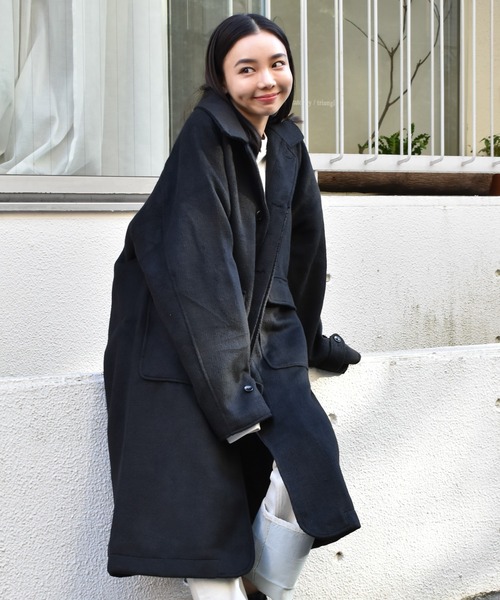 セール】シャギーフェイクウール ロングコート（ステンカラーコート