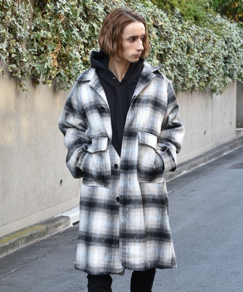 セール】シャギーフェイクウール ロングコート（ステンカラーコート