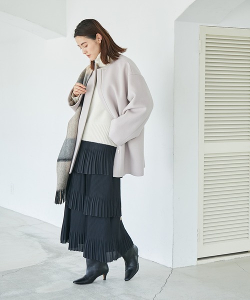 ROPE'（ロペ）の「ティアードプリーツスカート（スカート・レディース・ブラック/ライトグレー・36/38）」の4枚目の写真