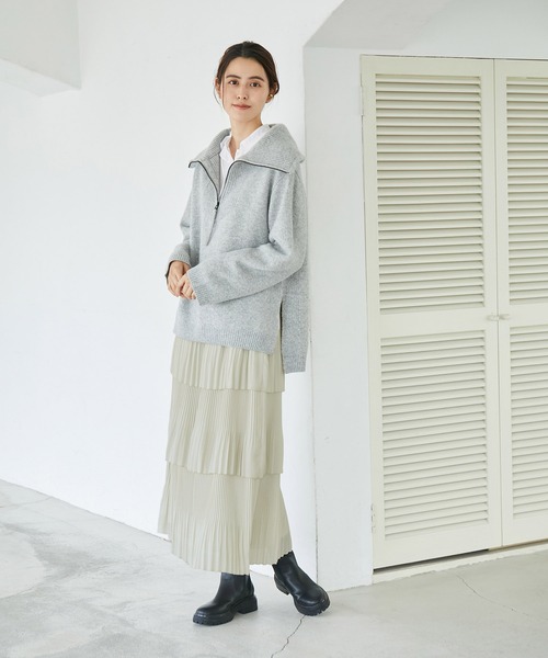 ROPE'（ロペ）の「ティアードプリーツスカート（スカート・レディース・ブラック/ライトグレー・36/38）」の5枚目の写真