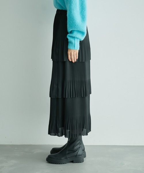 ROPE'（ロペ）の「ティアードプリーツスカート（スカート・レディース・ブラック/ライトグレー・36/38）」の7枚目の写真