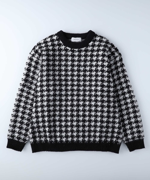 Right-on（ライトオン）の「総柄シャギーニットクルー（ニット/セーター・メンズ・ゴールド/ブルー/ダークブラウン/パープル/ブラック×レッド/ブラック/ワイン/グリーン/ブラック×グレー・L/XL/M）」の2枚目の写真