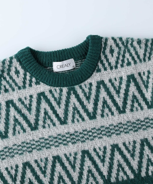 Right-on（ライトオン）の「総柄シャギーニットクルー（ニット/セーター・メンズ・ゴールド/ブルー/ダークブラウン/パープル/ブラック×レッド/ブラック/ワイン/グリーン/ブラック×グレー・L/XL/M）」の19枚目の写真