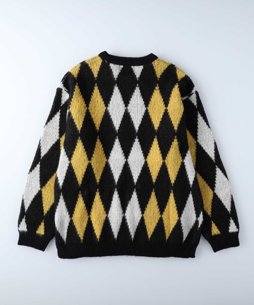 Right-on（ライトオン）の「総柄シャギーニットクルー（ニット/セーター・メンズ・ゴールド/ブルー/ダークブラウン/パープル/ブラック×レッド/ブラック/ワイン/グリーン/ブラック×グレー・L/XL/M）」の18枚目の写真