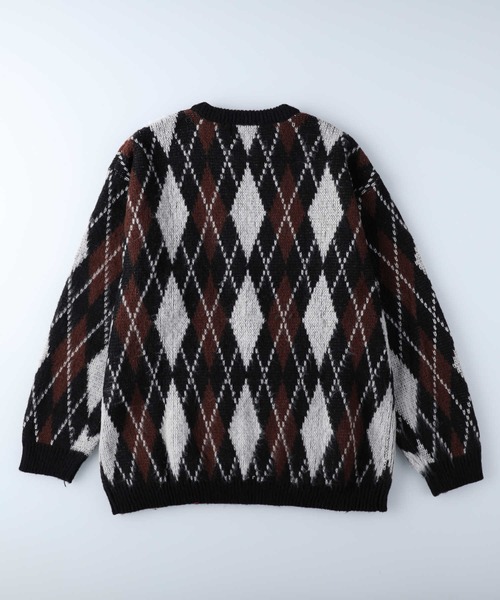 Right-on（ライトオン）の「総柄シャギーニットクルー（ニット/セーター・メンズ・ゴールド/ブルー/ダークブラウン/パープル/ブラック×レッド/ブラック/ワイン/グリーン/ブラック×グレー・L/XL/M）」の12枚目の写真