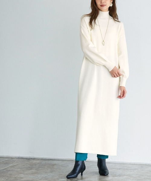 Vネックベスト×ワンピースセットアップ